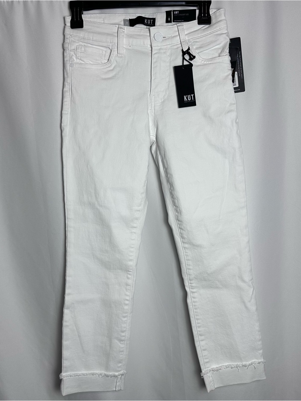 KUT from the Kloth Amy Crop Straight Leg White Jeans NWT size 0